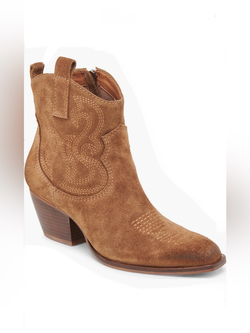 Dolce Vita Shania Western Ankle Boot Brown Creamy Suede Women’s Size 6